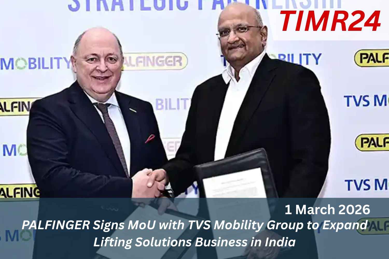 PALFINGER Signs MoU with TVS Mobility Group to Expand Lifting Solutions Business in India