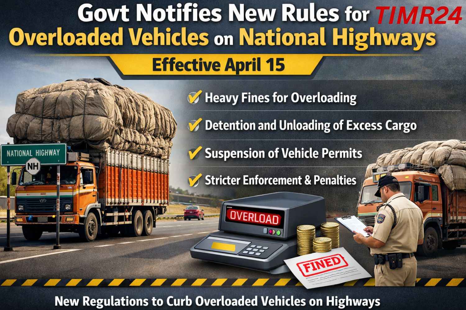 Govt Notifies New Rules for Overloaded Vehicles on National Highways, Effective April 15