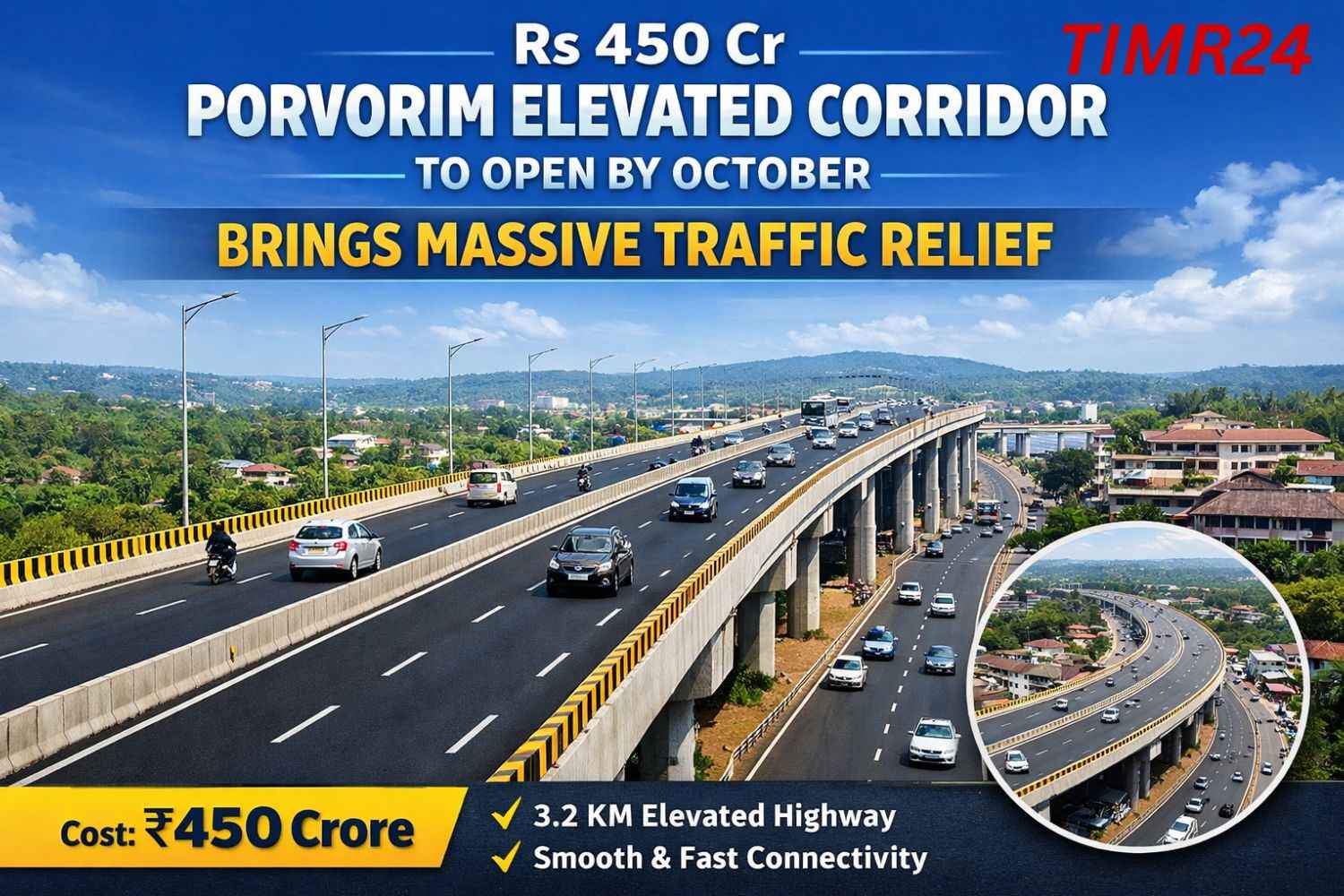 Rs 450 Cr Porvorim Elevated Corridor to Open by October Brings Massive Traffic Relief