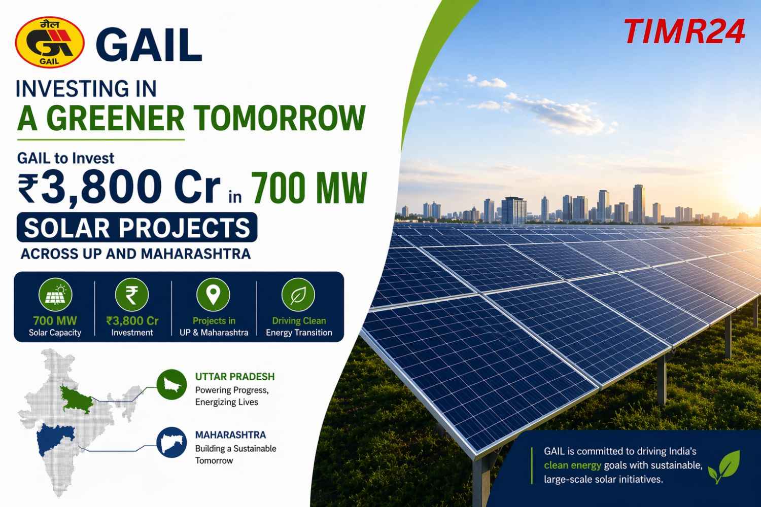 GAIL to Invest Rs 3,800 Cr in 700 MW Solar Projects Across UP and Maharashtra Breakthrough