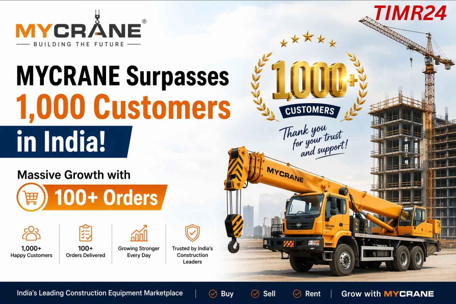 MYCRANE Surpasses 1,000 Customers in India Massive Growth with 100+ Orders
