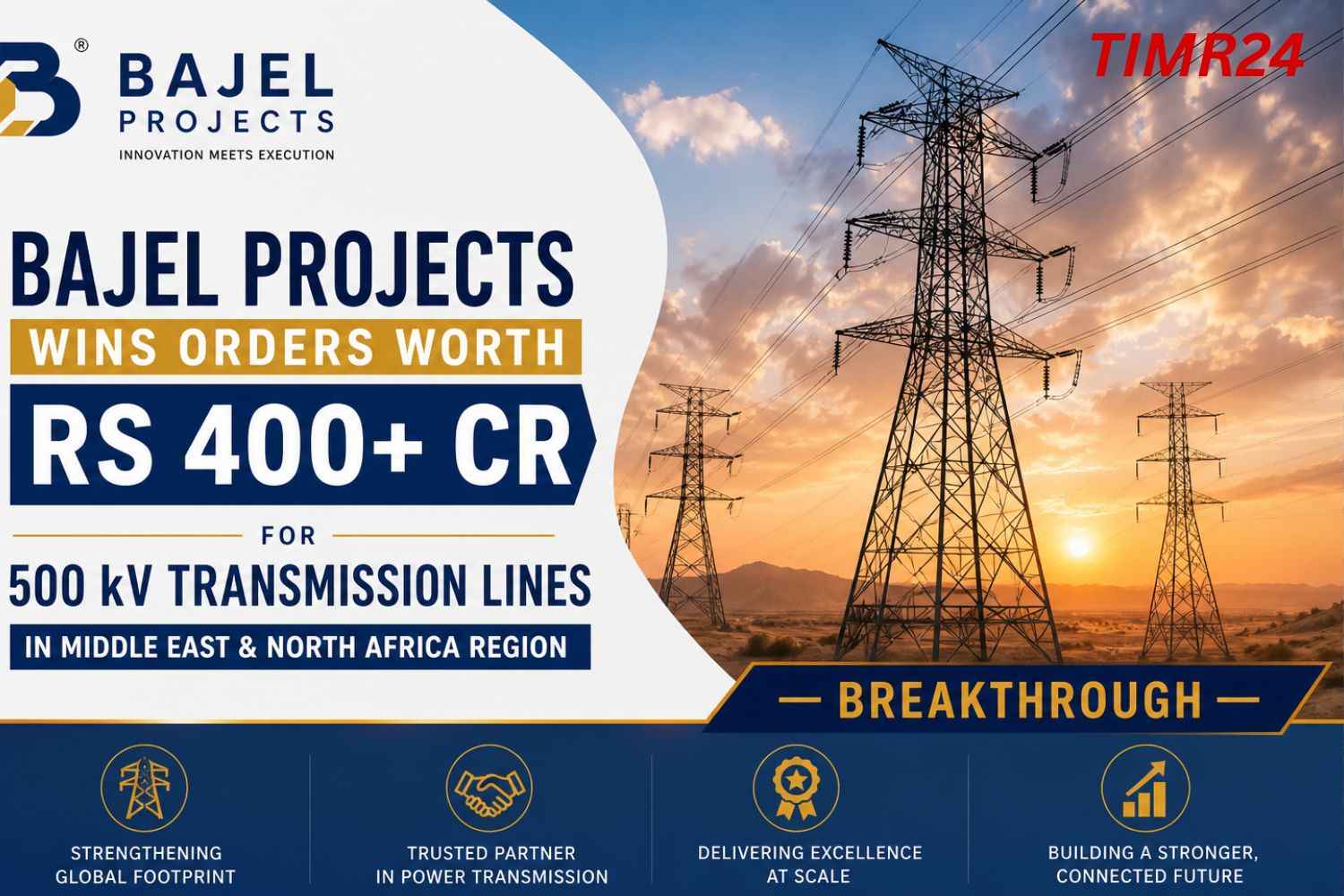 Bajel Projects Wins Orders Worth Rs 400+ Cr for 500 kV Transmission Lines in Middle East & North Africa Region Breakthrough